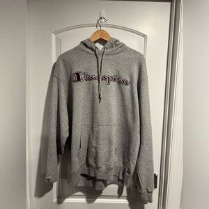 Champion Gray Embroidered Hoodie Size Large
